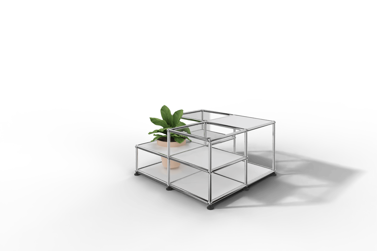 Couchtisch mit Glastablaren und Pflanzeneinsatz Produktbild