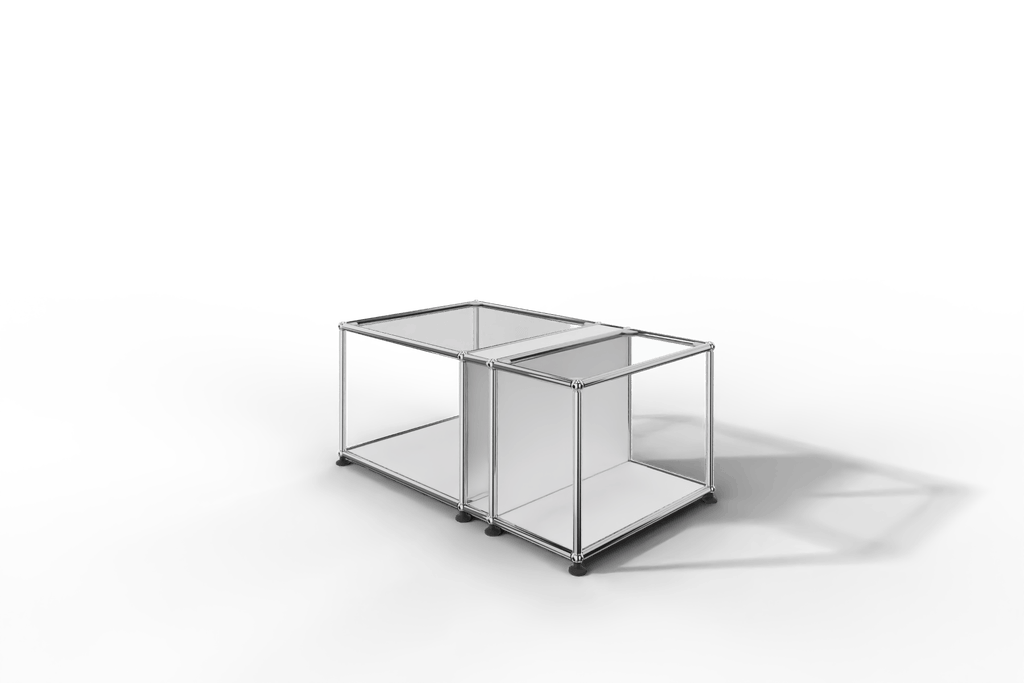 Couchtisch mit Zeitschriftenfach und Glastablaren Produktbild