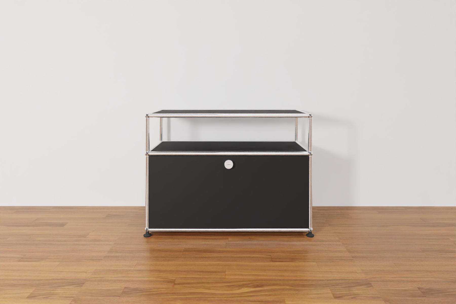 USM Haller Lowboard mit zusätzlicher Ebene in Graphitschwarz, Ausstellungsstück Produktbild