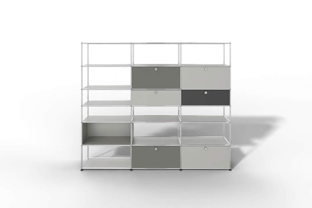 USM Haller Regalwand,18 Fächer, 3-farbig Produktbild