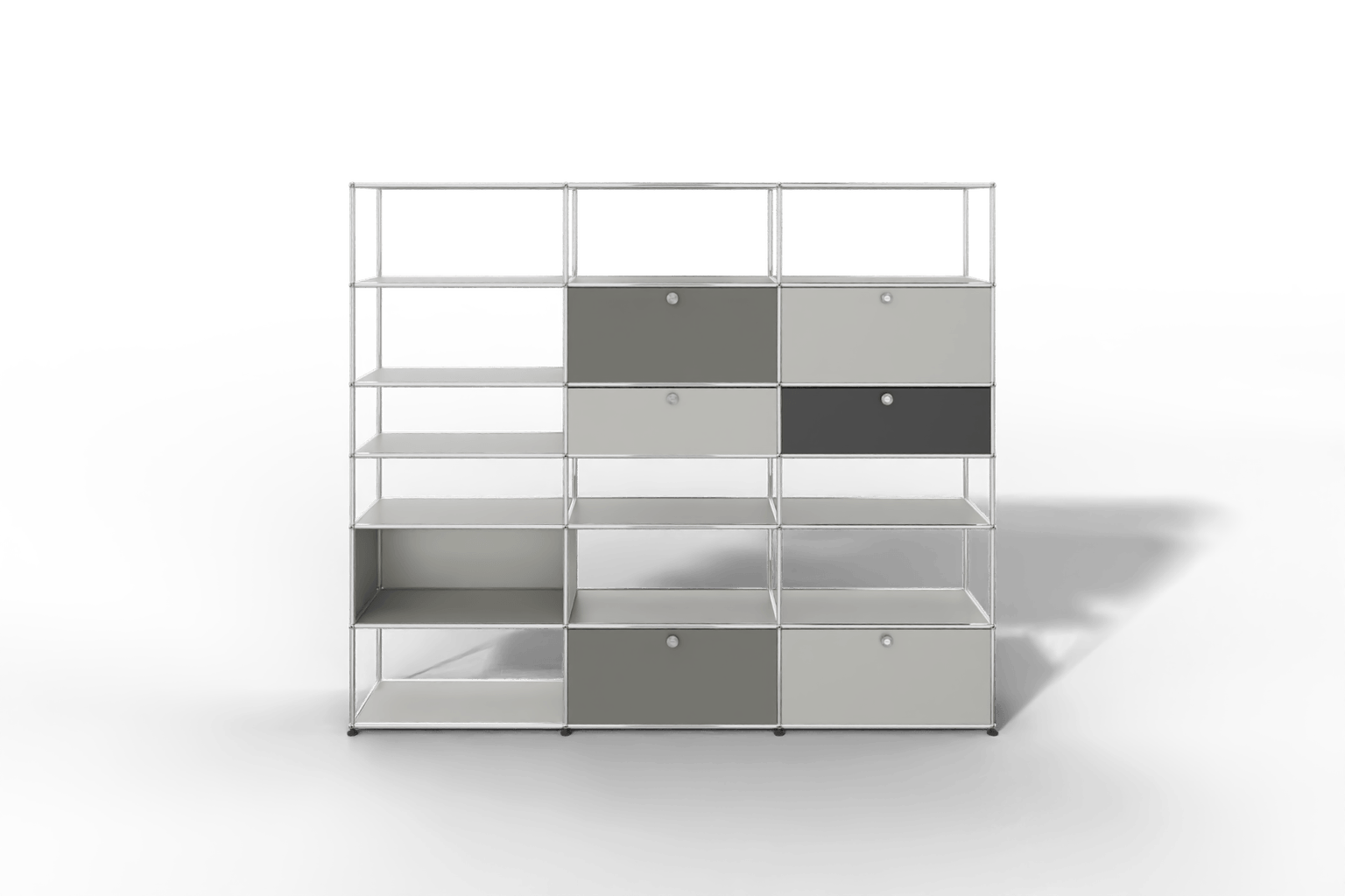 USM Haller Regalwand,18 Fächer, 3-farbig Produktbild