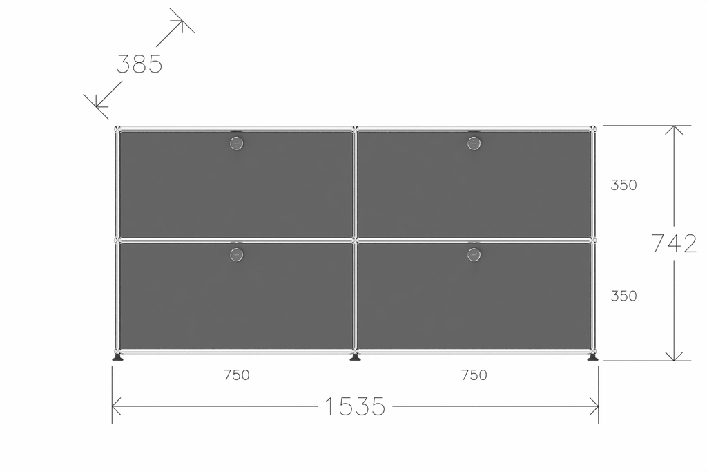 Farbe wählbar - USM Haller Sideboard, mit 4 Klapptüren Produktbild