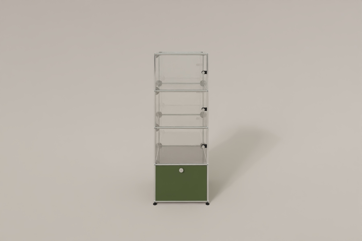 USM Haller Glasvitrine mit 3 Glastüren und 1 Klapptüre Produktbild