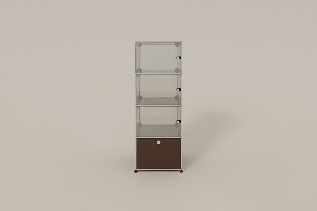 USM Haller Glasvitrine mit 3 Glastüren und 1 Klapptüre Produktbild