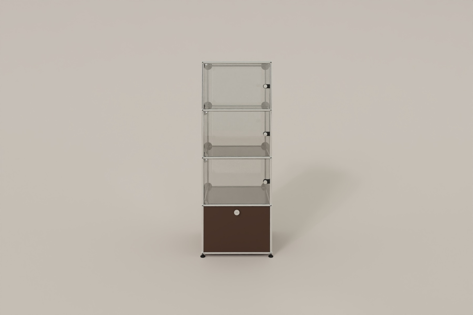 USM Haller Glasvitrine mit 3 Glastüren und 1 Klapptüre Produktbild