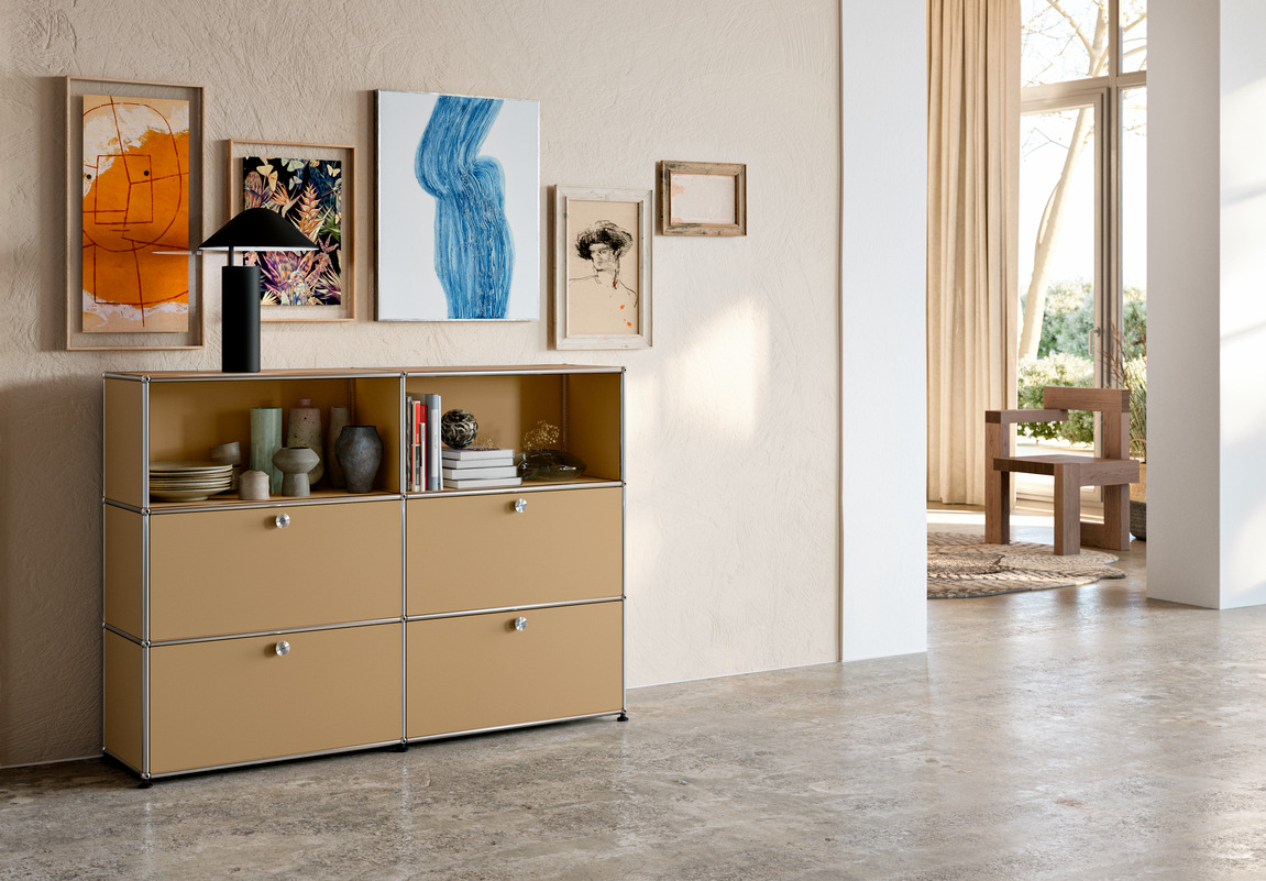 USM Haller Highboard mit 4 Klapptüren und 2 offenen Fächern Produktbild