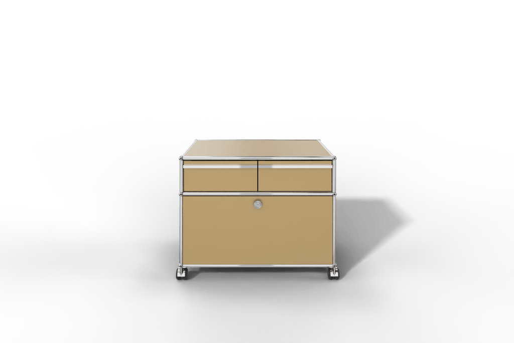 USM Haller Doppelrollcontainer mit zwei Schubladen und einer Klapptüre Produktbild