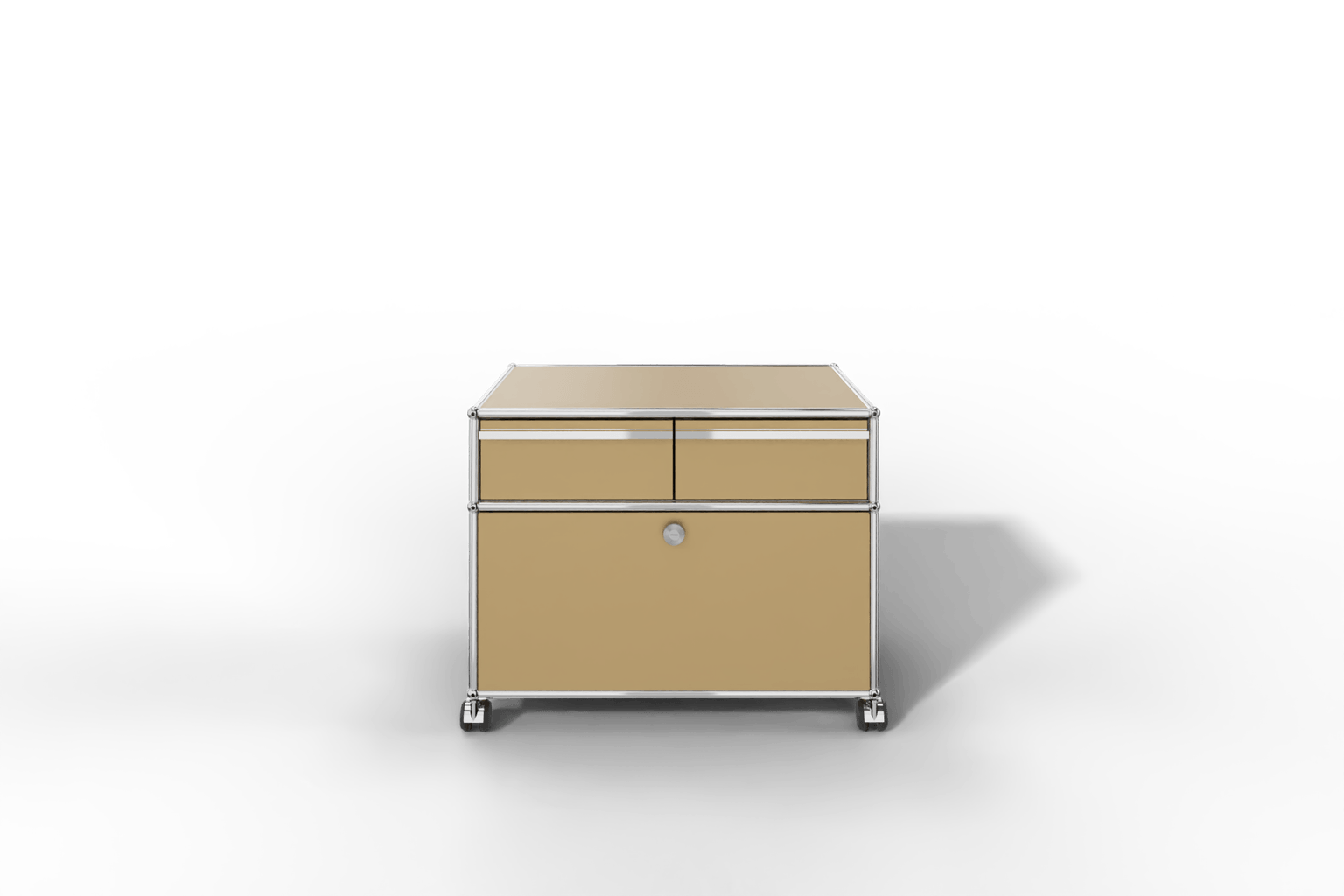 USM Haller Doppelrollcontainer mit zwei Schubladen und einer Klapptüre Produktbild