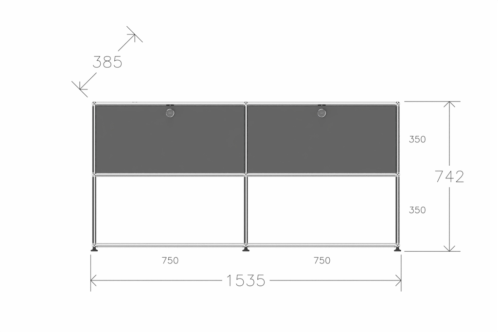 USM Haller Sideboard, 2 Klapptüren, untere Ebene offen Produktbild