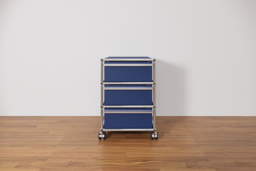 Original USM Haller Rollcontainer mit 3 Schubladen 27-enzianblau Produktbild