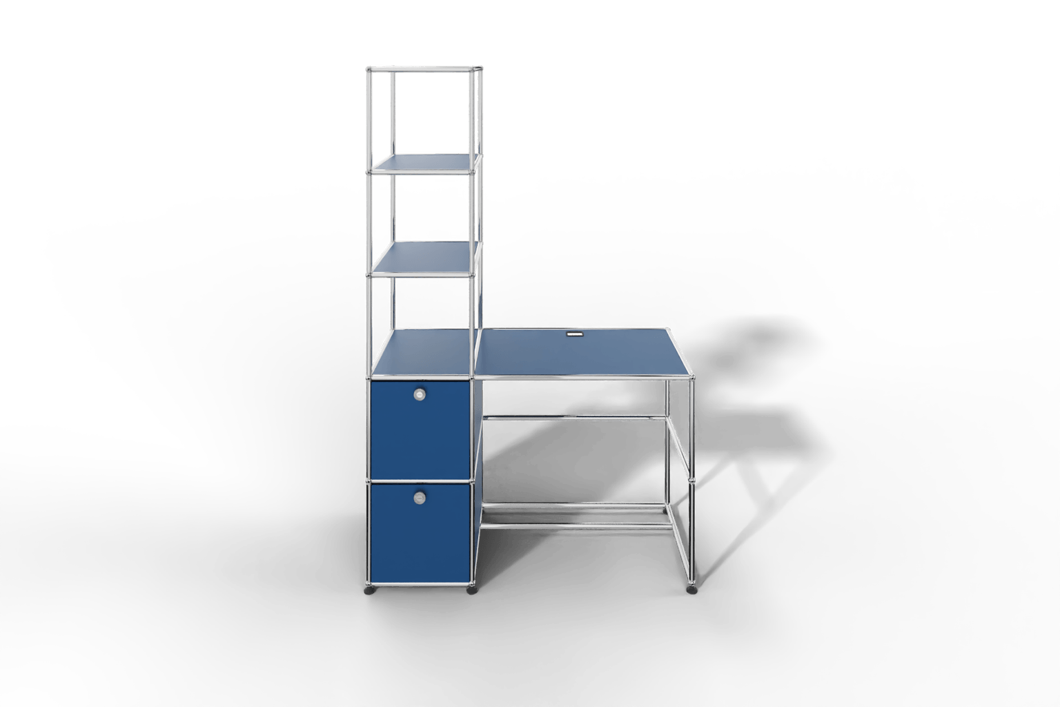 Arbeitsplatz mit zwei Klapptüren und Regal Produktbild