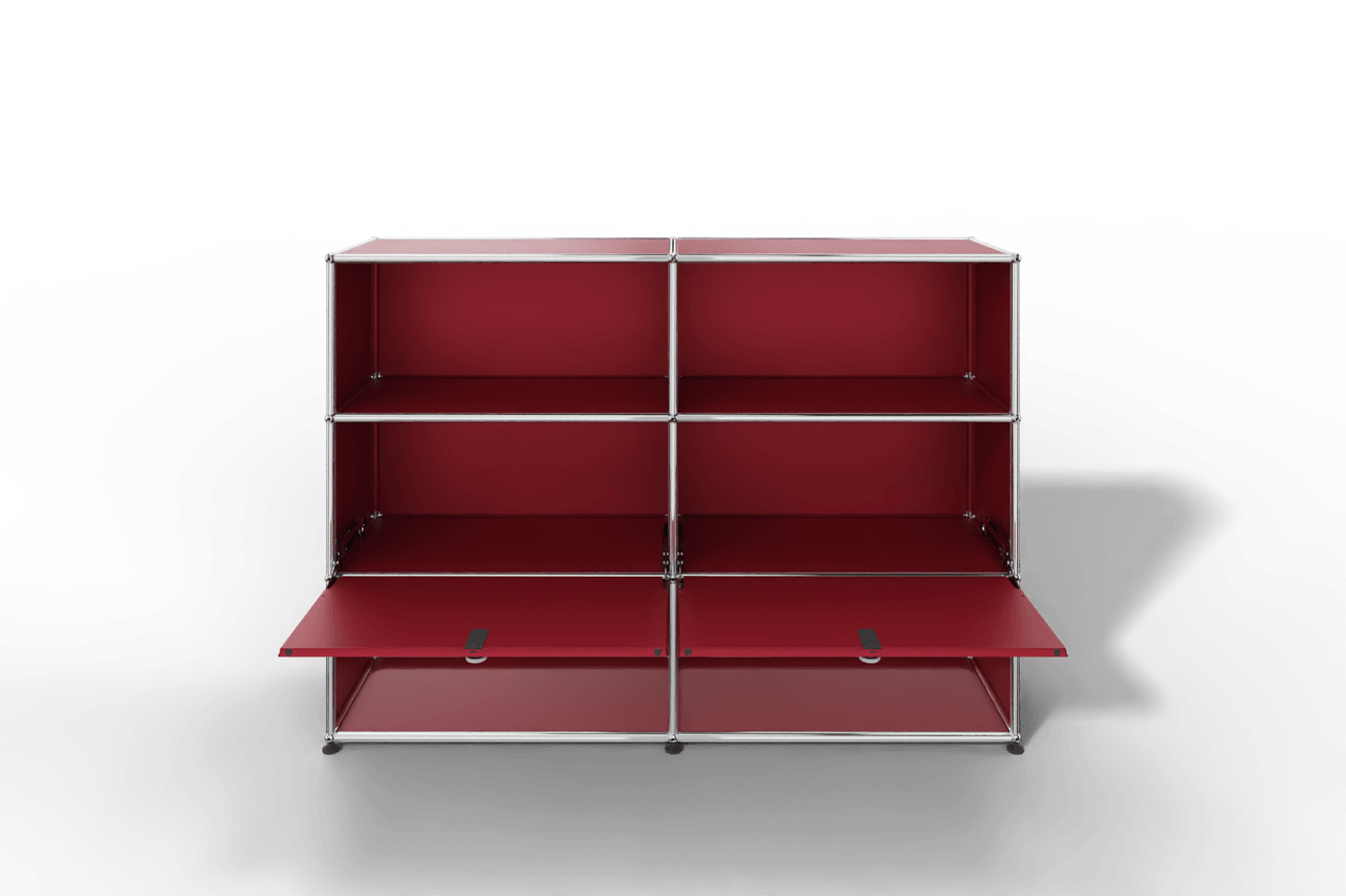 USM Haller Highboard mit 2 Klapptüren und 4 offenen Fächern in 14 Farben. Produktbild