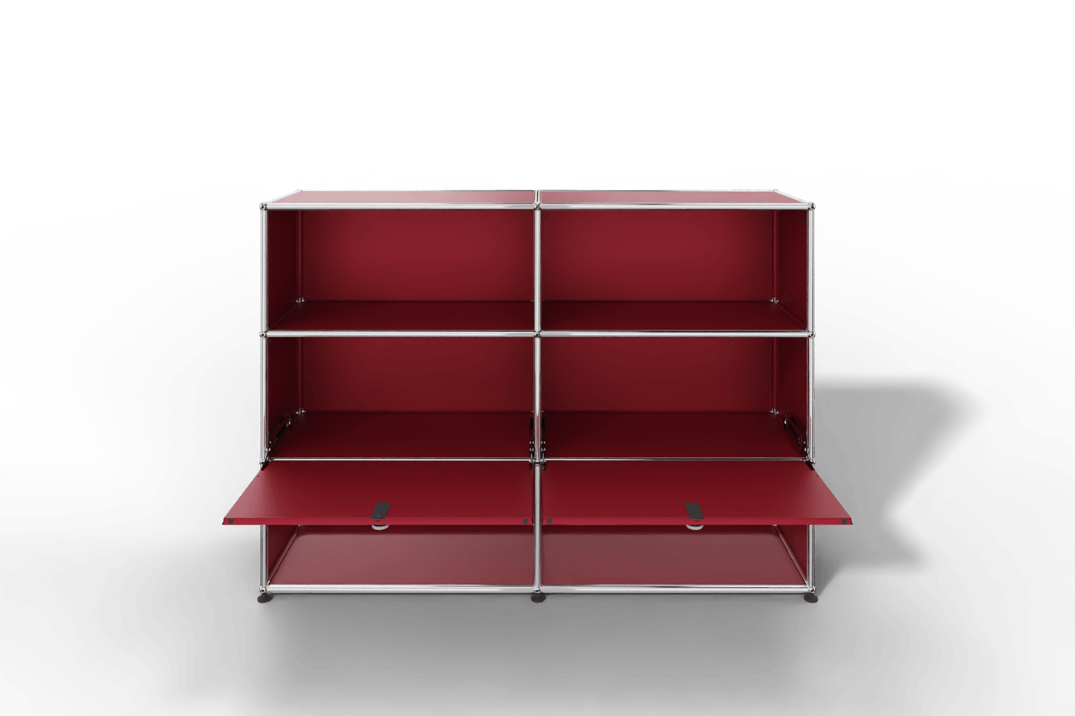 USM Haller Highboard mit 2 Klapptüren und 4 offenen Fächern in 14 Farben. Produktbild