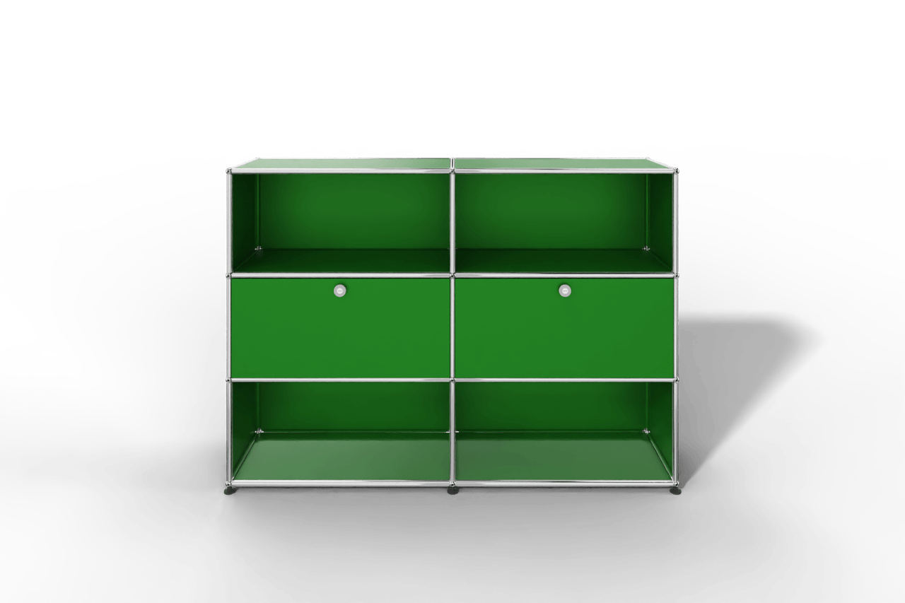 USM Haller Highboard mit 2 Klapptüren und 4 offenen Fächern in 14 Farben. Produktbild