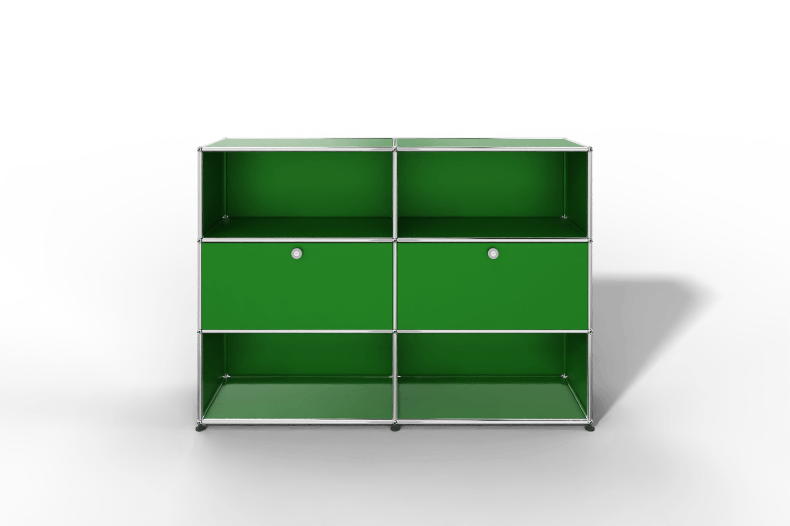 USM Haller Highboard mit 2 Klapptüren und 4 offenen Fächern in 14 Farben. Produktbild