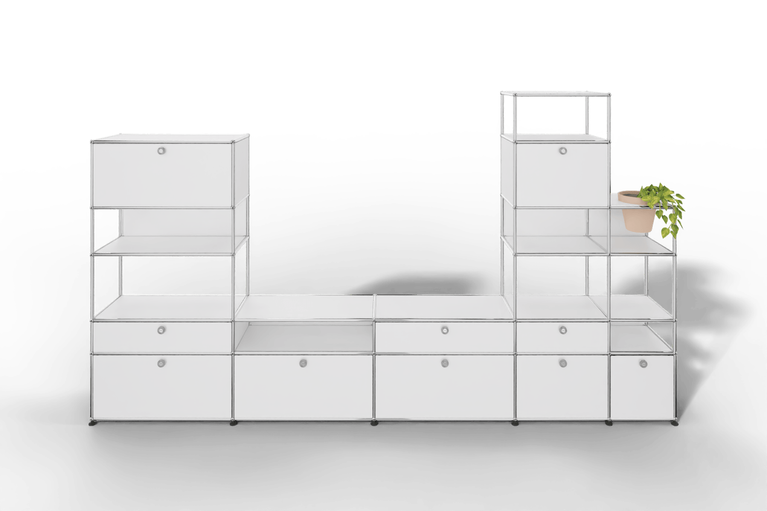 Regalwand mit Pflanzeneinsatz, offene und geschlossene Fächer kombiniert  Produktbild