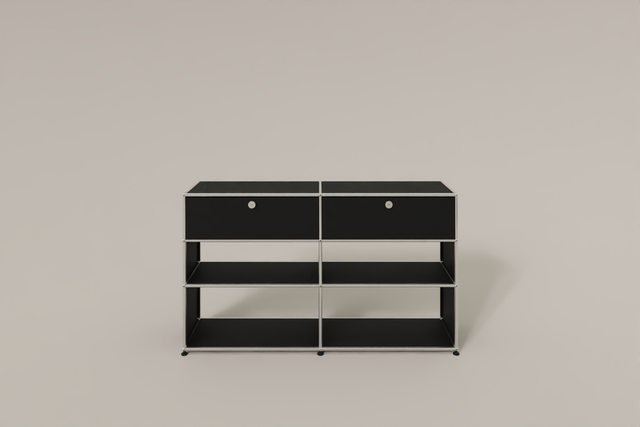 USM Haller Highboard mit 4 offenen Fächern und 2 niedrigen Klapptüren