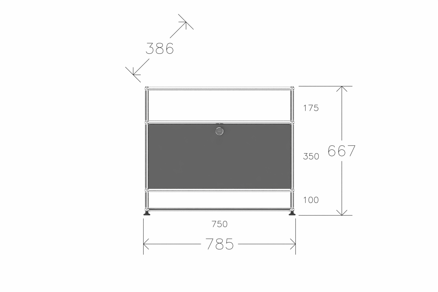 USM Haller Sideboard auf Sockel mit einer Klapptüre Produktbild