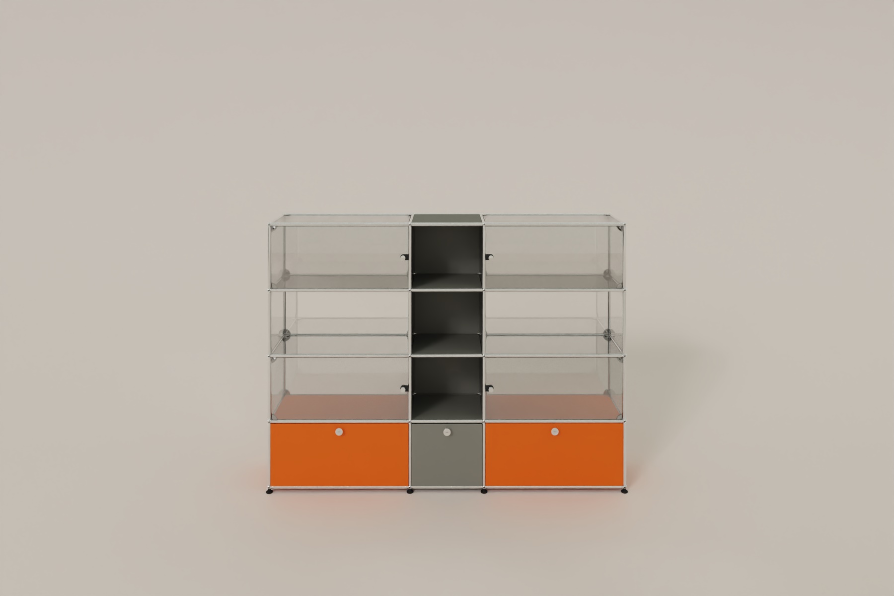 USM Haller Glasvitrine mit 4 Glastüren und 3 Klapptüren Produktbild