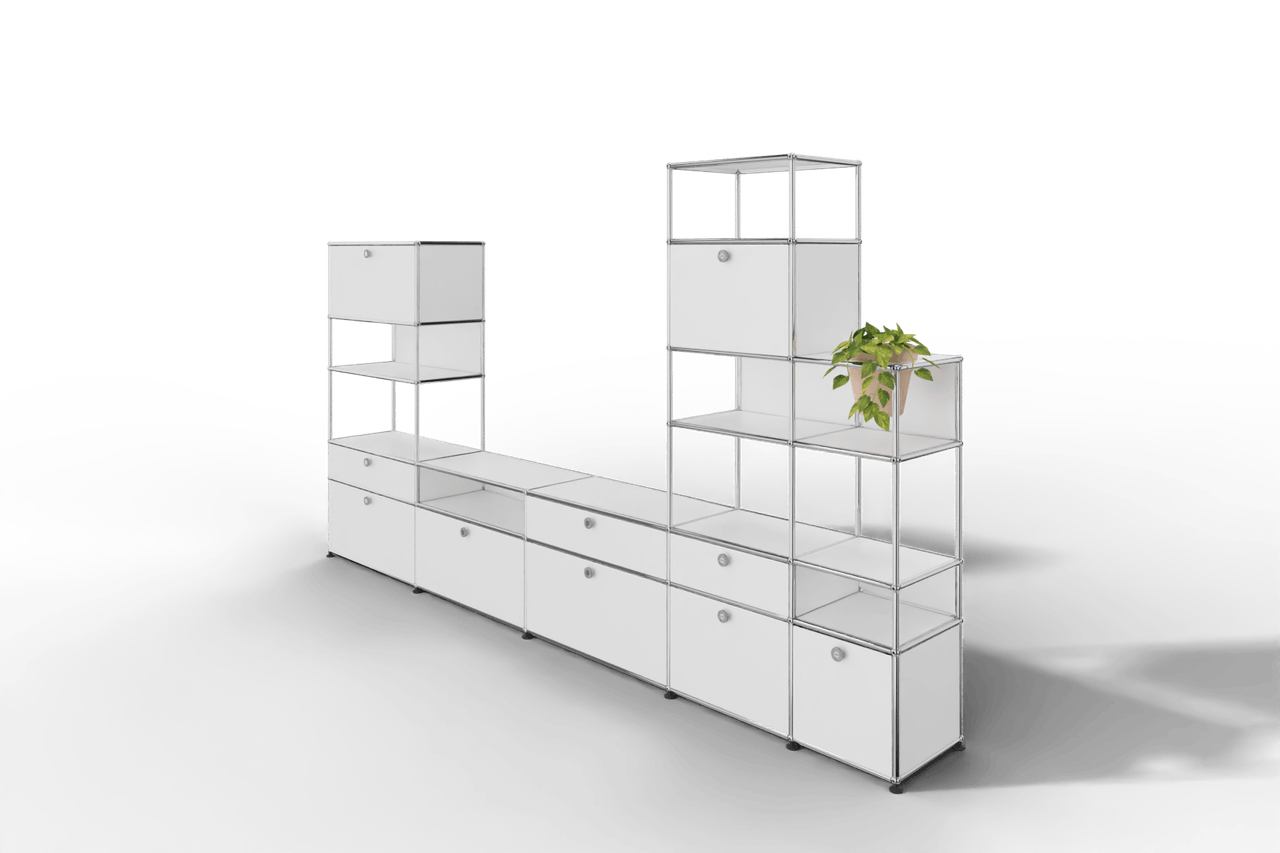 Regalwand mit Pflanzeneinsatz, offene und geschlossene Fächer kombiniert  Produktbild