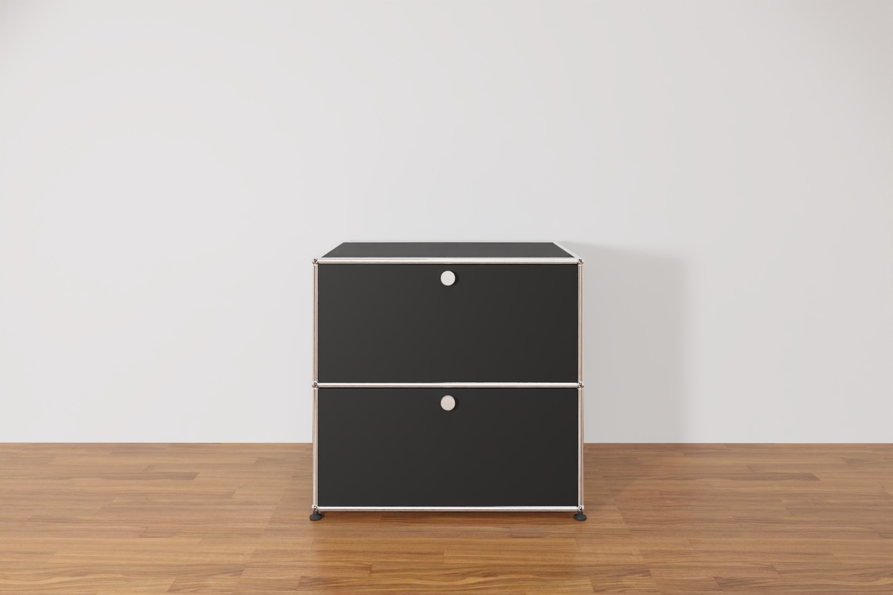 USM Haller Sideboard mit 2 Klapptüren übereinander in Graphitschwarz, Ausstellungsstück Produktbild