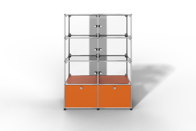 USM Haller Glasvitrine mit 6 Glastüren und 2 Klapptüren