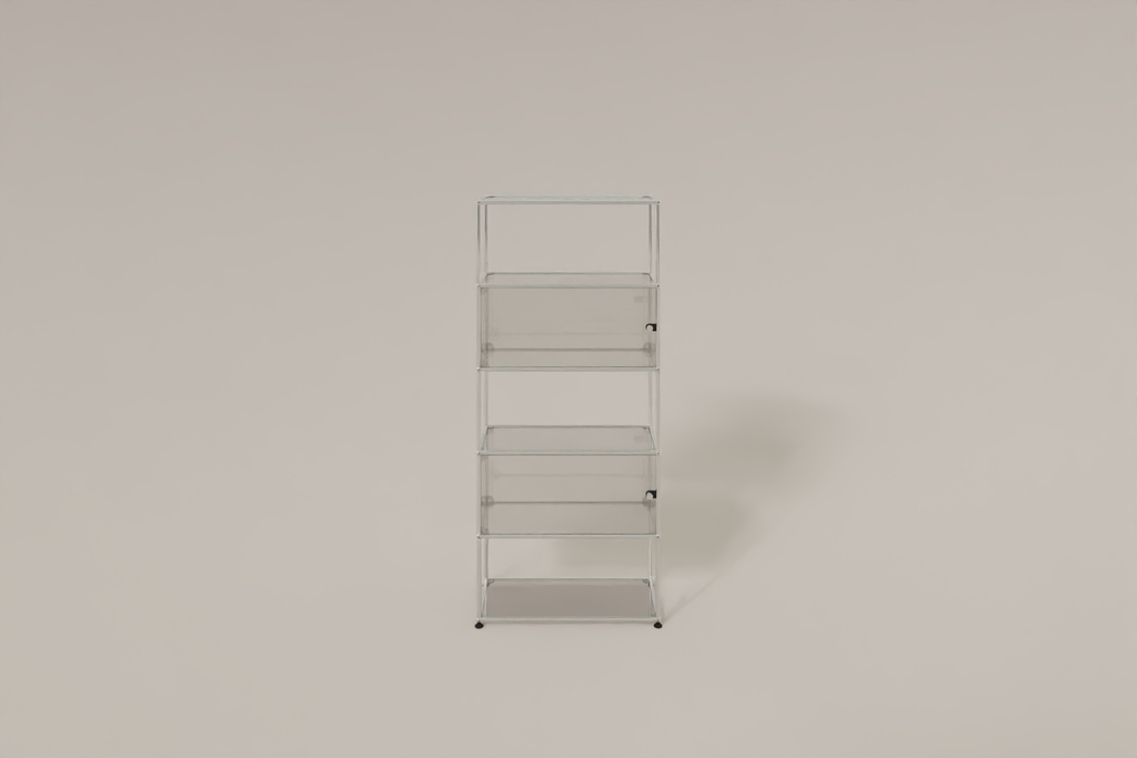 USM Haller Glasvitrine mit 2 Glastüren und 3 offenen Fächern Produktbild