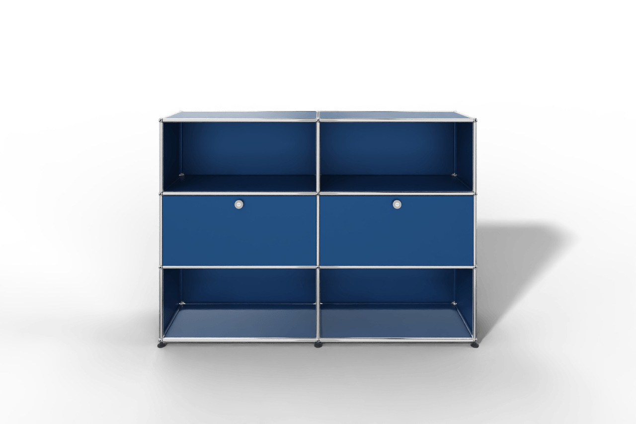 USM Haller Highboard mit 2 Klapptüren und 4 offenen Fächern in 14 Farben. Produktbild