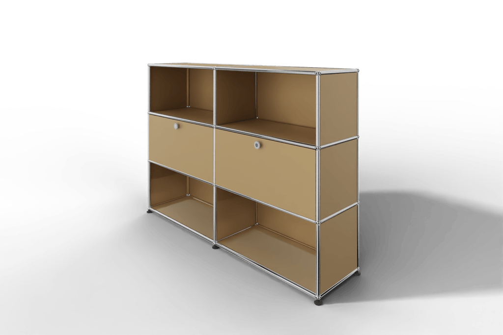 USM Haller Highboard mit 2 Klapptüren und 4 offenen Fächern in 14 Farben. Produktbild