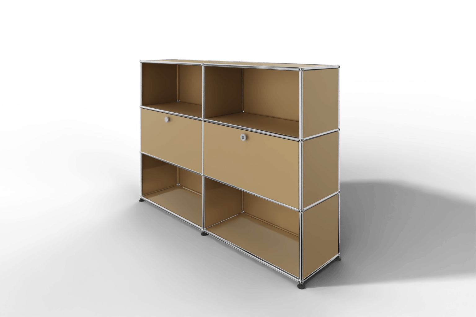 USM Haller Highboard mit 2 Klapptüren und 4 offenen Fächern in 14 Farben. Produktbild