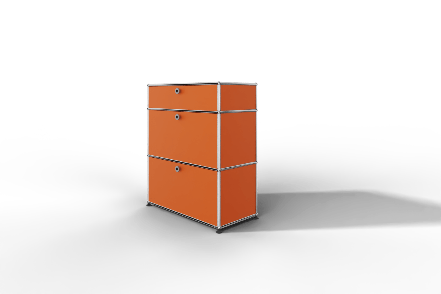 USM Haller Highboard mit zwei Klapptüren, je einem Zwischenboden und einer Schublade Produktbild