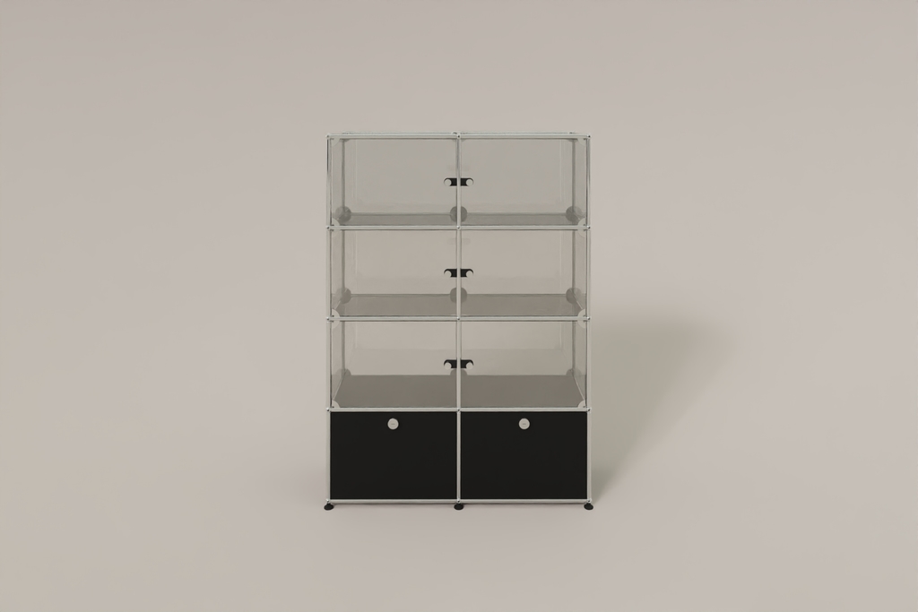 USM Haller Glasvitrine mit 6 Glastüren und 2 Klapptüren Produktbild
