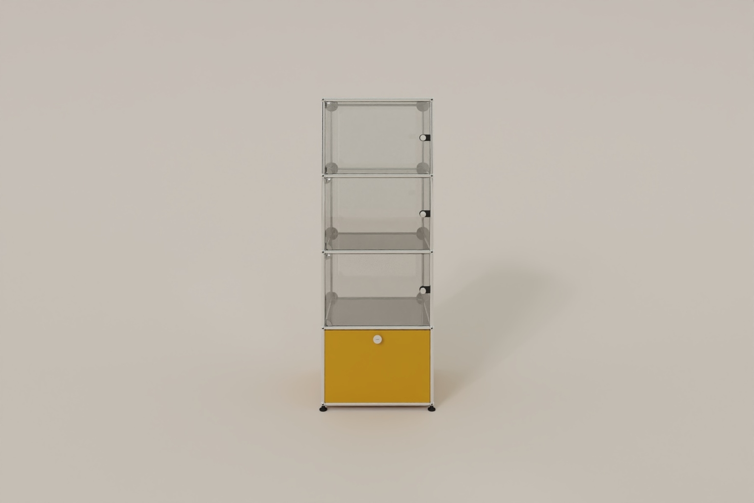 USM Haller Glasvitrine mit 3 Glastüren und 1 Klapptüre Produktbild