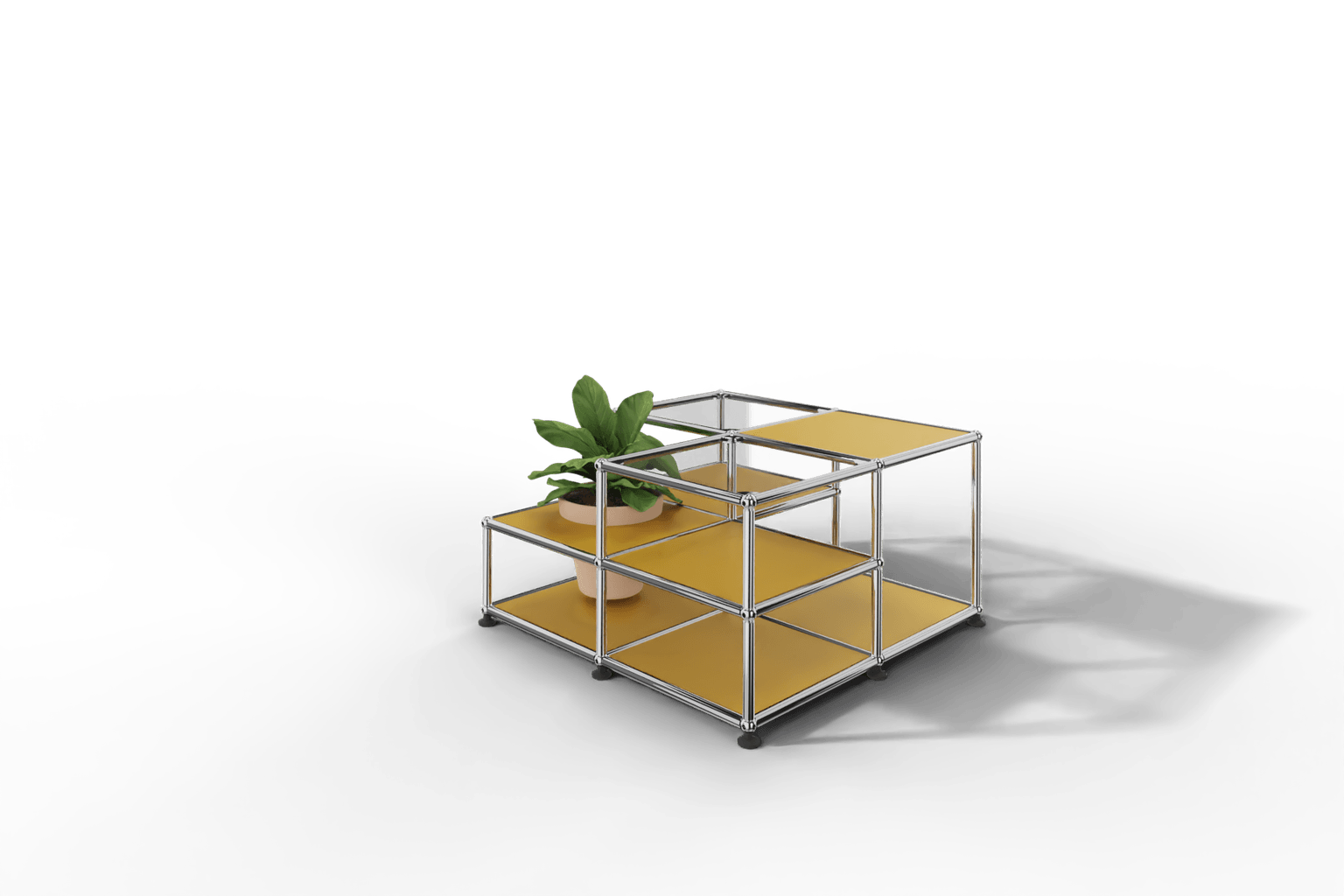 Couchtisch mit Glastablaren und Pflanzeneinsatz Produktbild