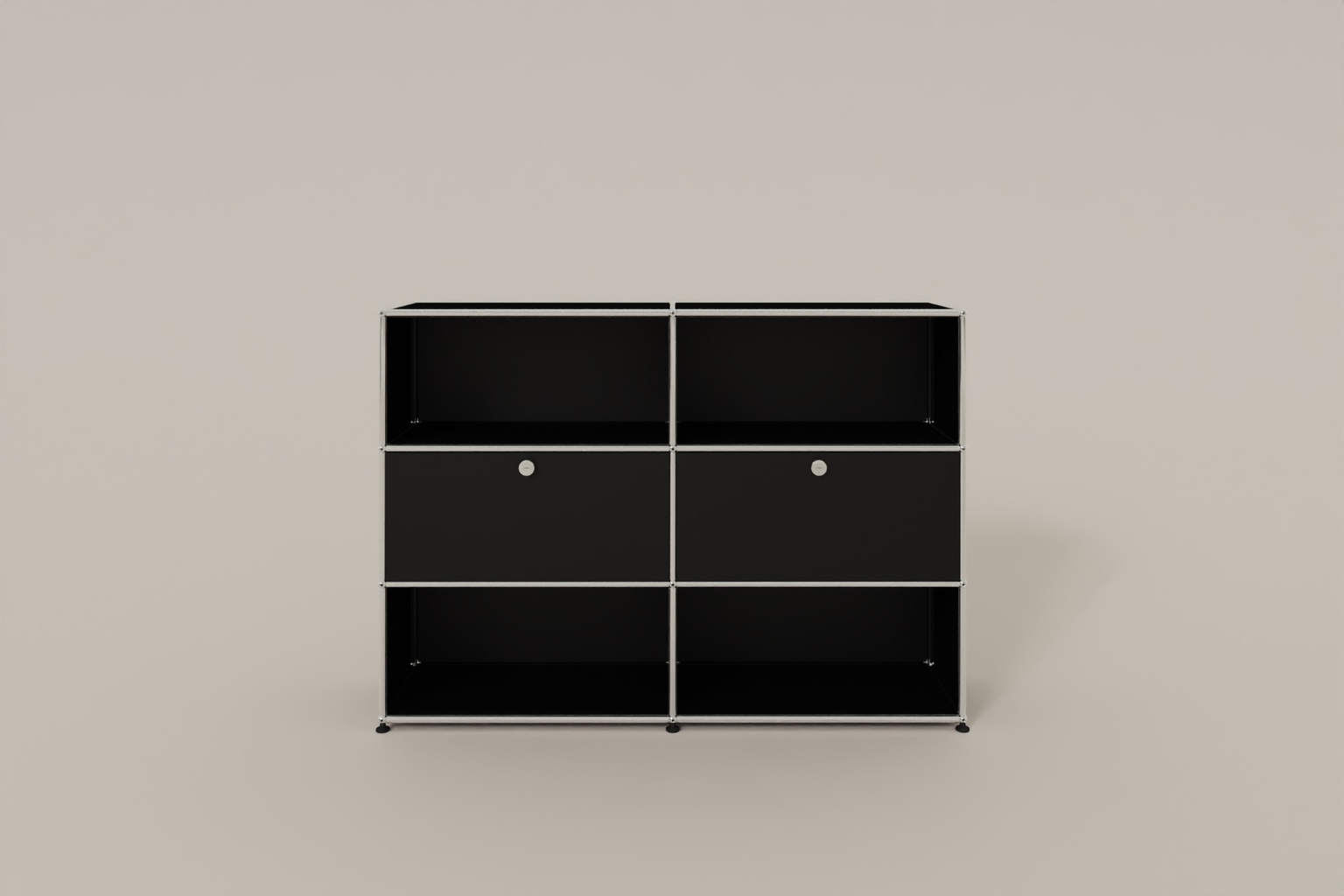 USM Haller Highboard mit 2 Klapptüren und 4 offenen Fächern in 14 Farben. Produktbild
