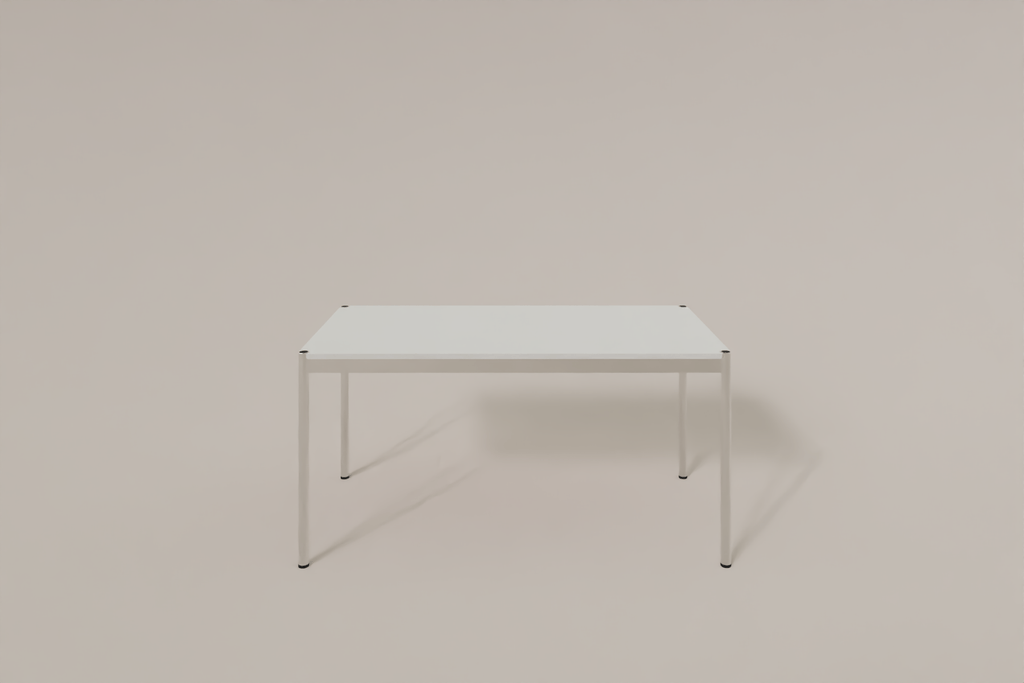 USM Haller Tisch, Tiefe 750 mm, MDF pulverbeschichtet reinweiss, Länge wählbar