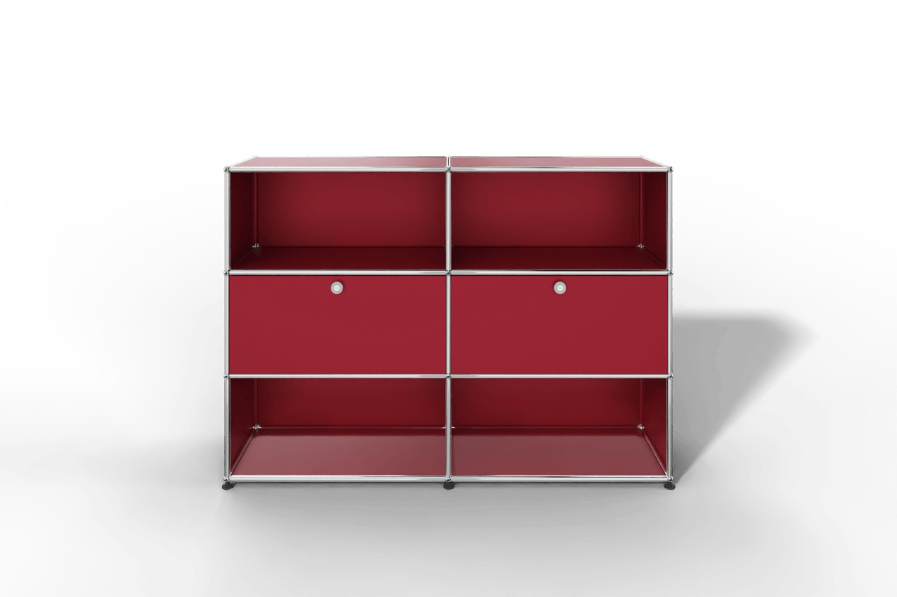 USM Haller Highboard mit 2 Klapptüren und 4 offenen Fächern in 14 Farben. Produktbild