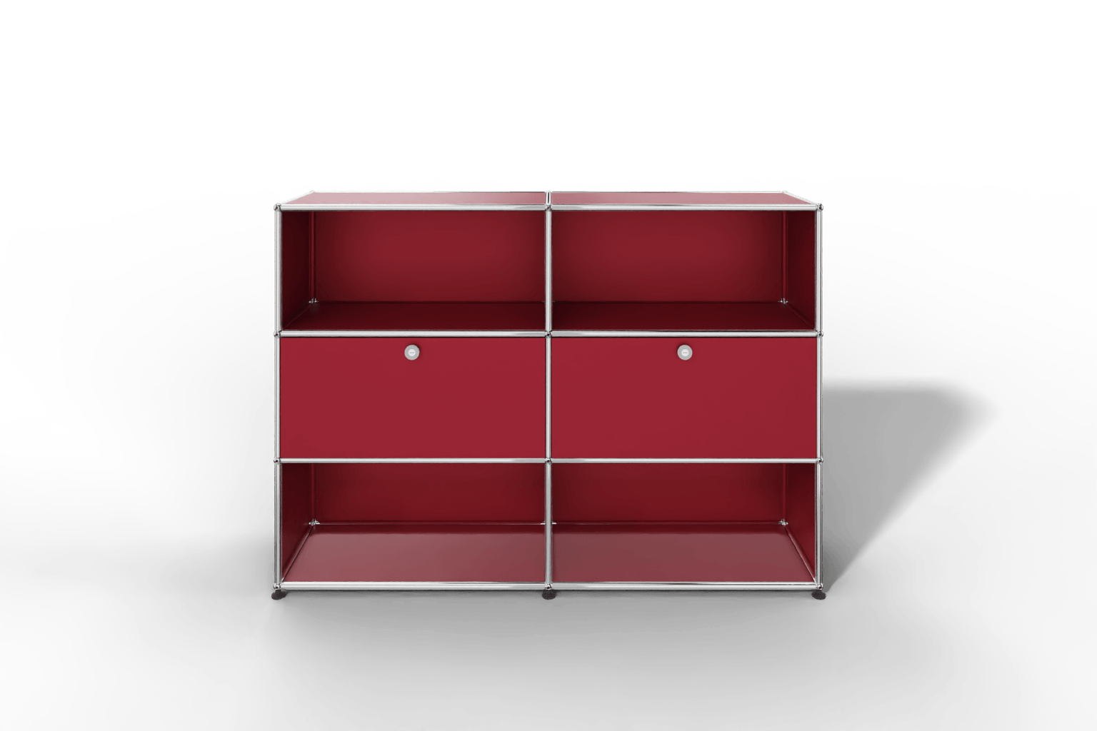 USM Haller Highboard mit 2 Klapptüren und 4 offenen Fächern in 14 Farben. Produktbild