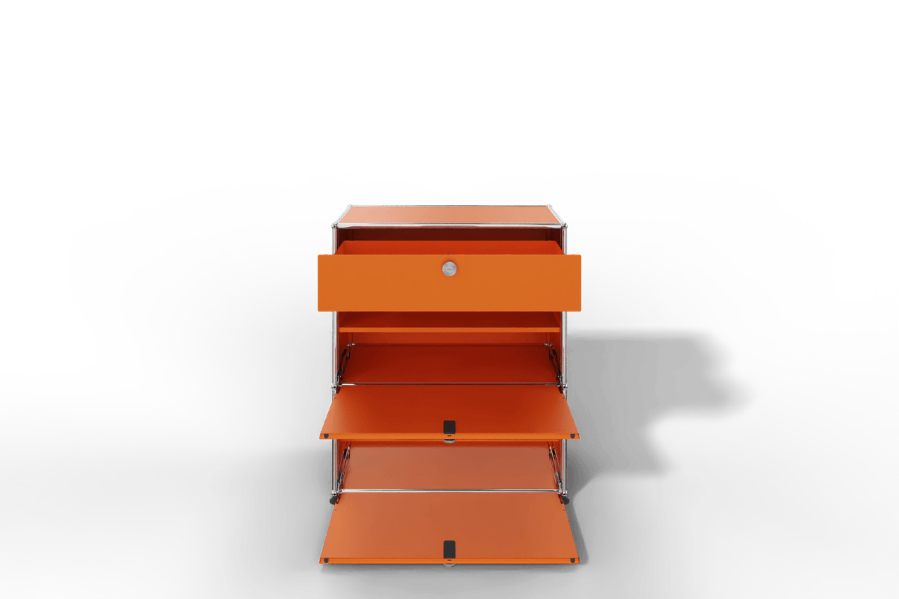 USM Haller Highboard mit zwei Klapptüren, je einem Zwischenboden und einer Schublade Produktbild