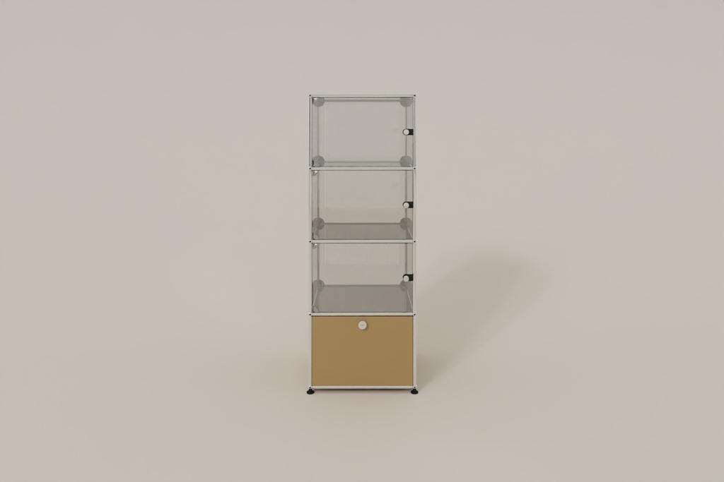 USM Haller Glasvitrine mit 3 Glastüren und 1 Klapptüre Produktbild