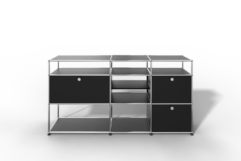 Sideboard mit offenen Elementen und Klapptüren Produktbild