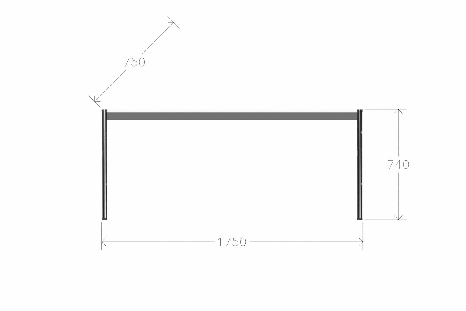USM Haller Glastisch, Tiefe 750 mm, Länge wählbar Produktbild