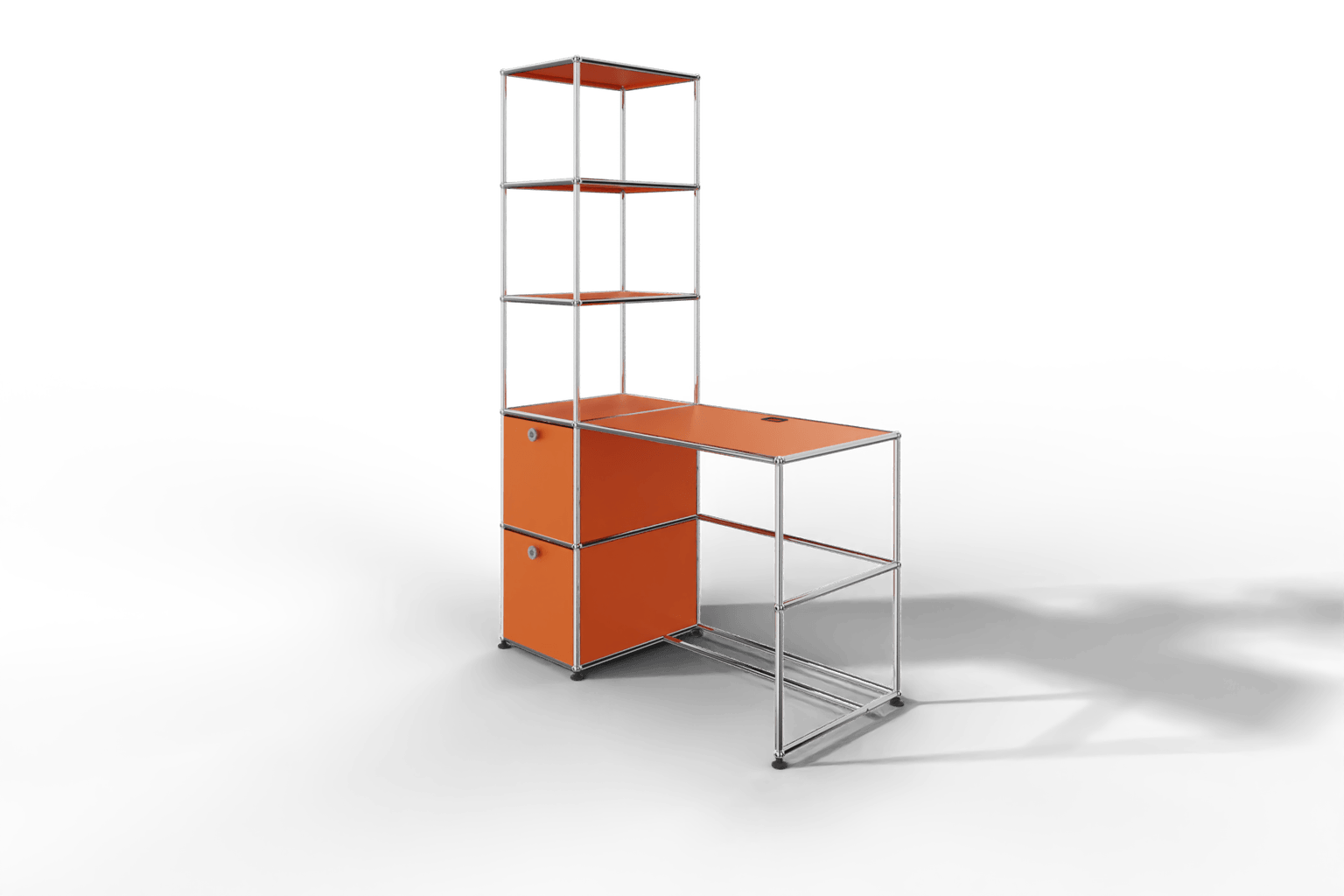 Arbeitsplatz mit zwei Klapptüren und Regal Produktbild