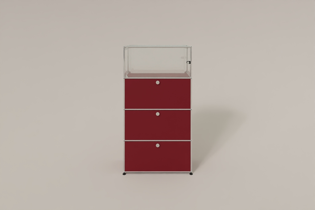 USM Haller Regal, 3 Klapptüren, 1 Vitrinen-Element Produktbild