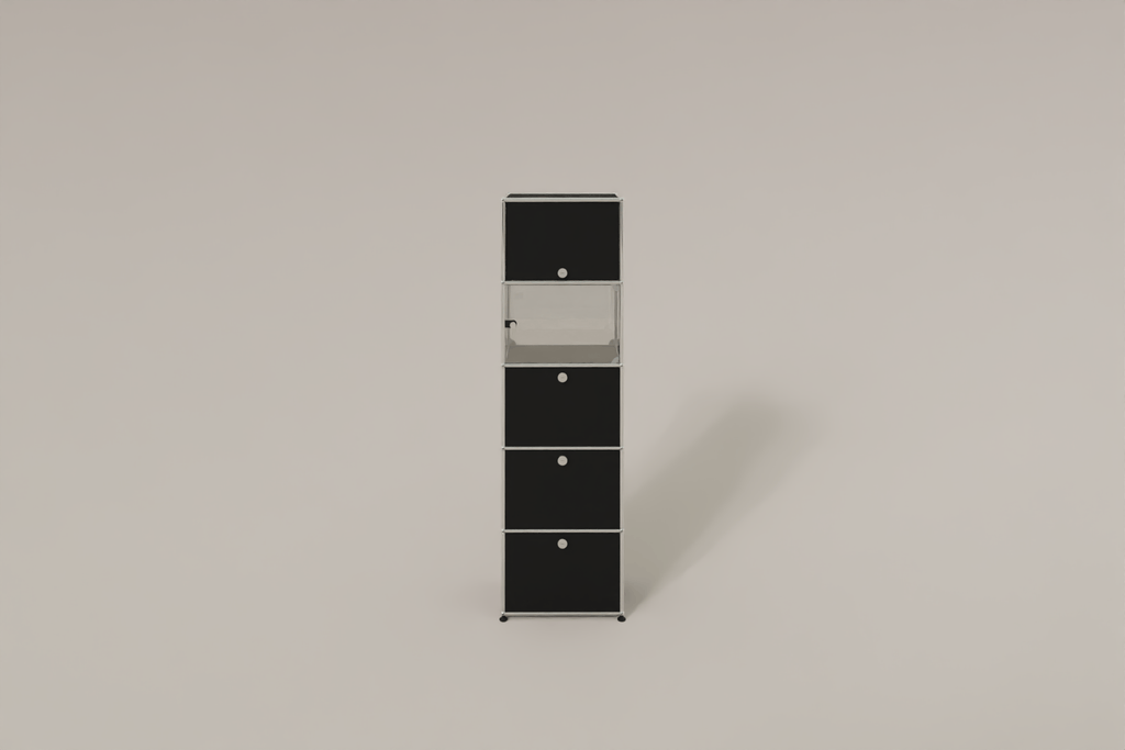 USM Haller schmales Regal mit Glasabteil Produktbild