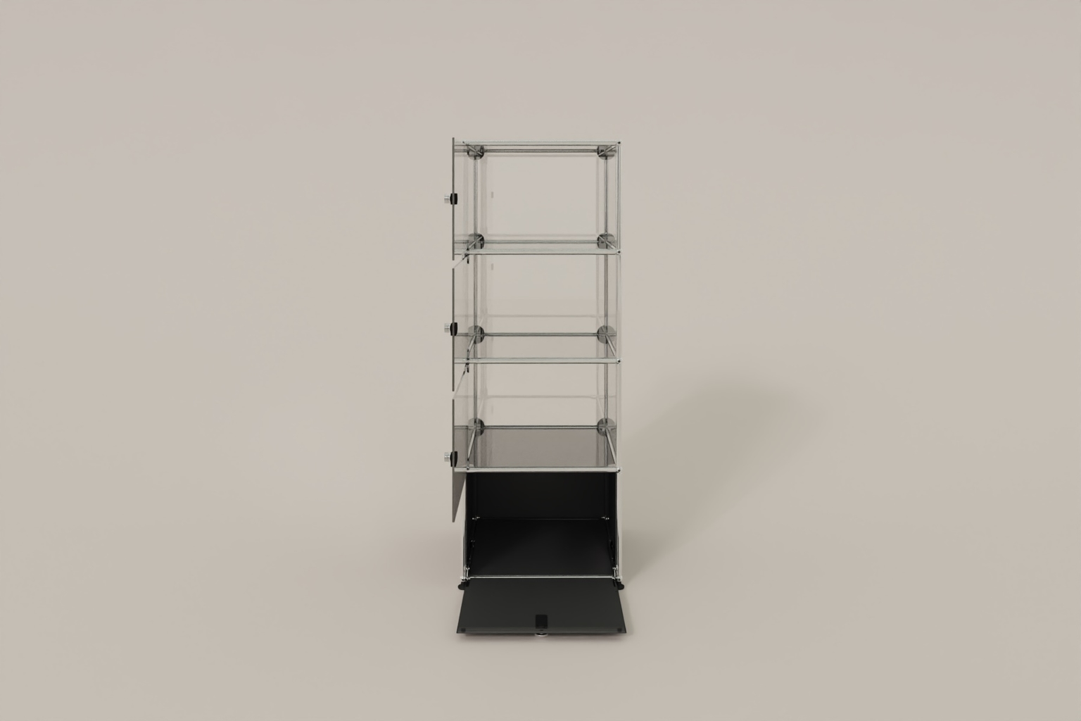 USM Haller Glasvitrine mit 3 Glastüren und 1 Klapptüre Produktbild
