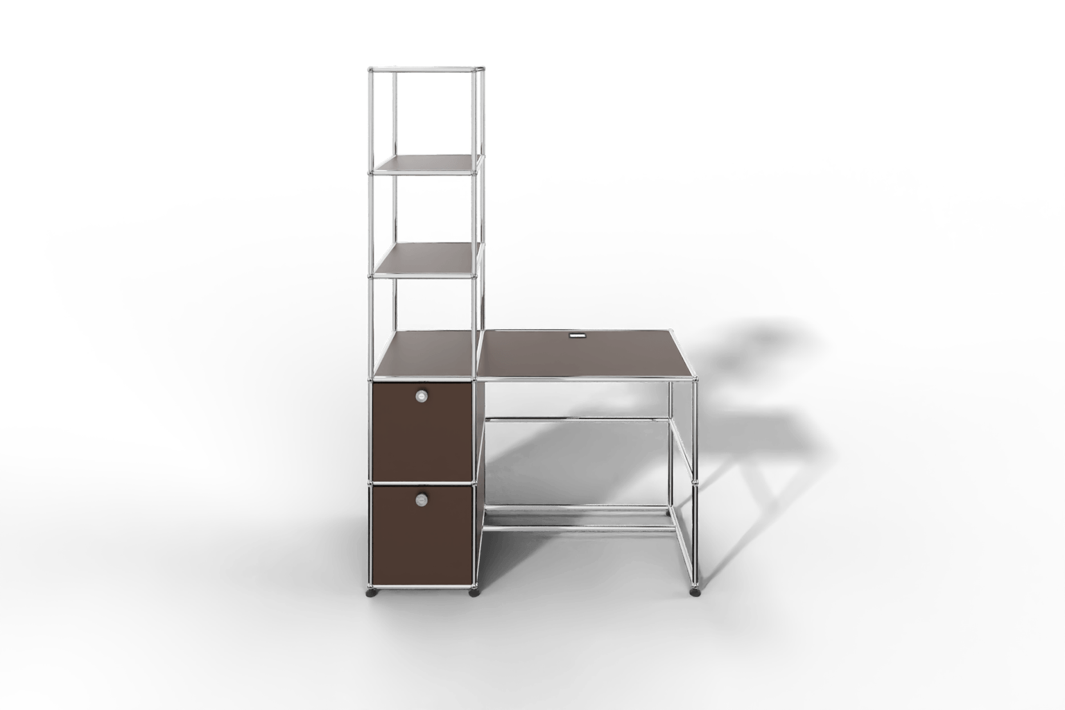 Arbeitsplatz mit zwei Klapptüren und Regal Produktbild