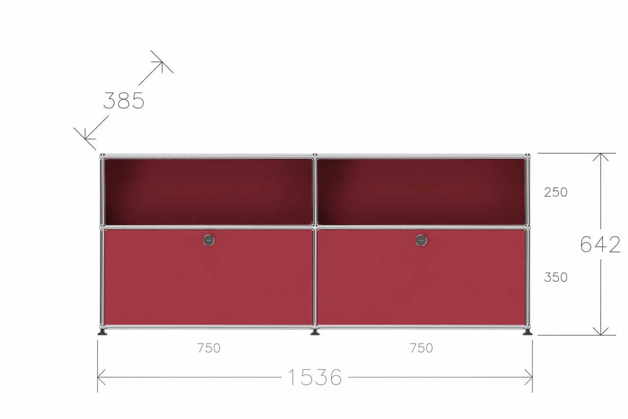 Original USM Haller Sideboard E, 23-rubinrot Produktbild