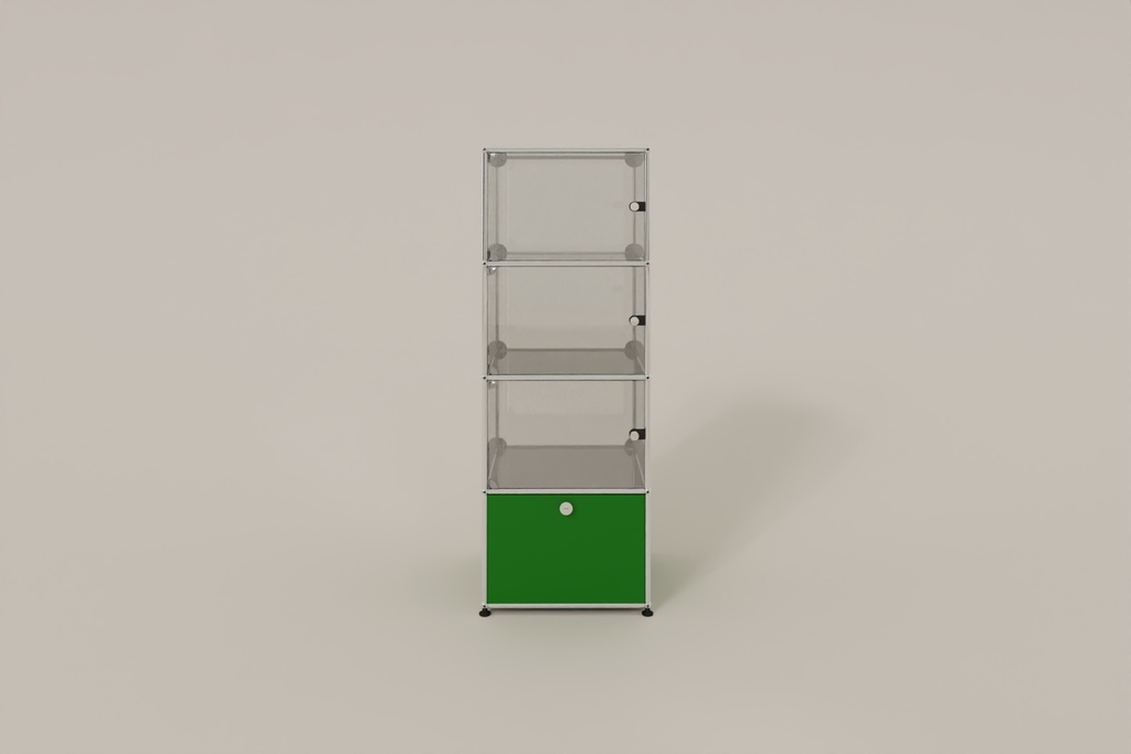 USM Haller Glasvitrine mit 3 Glastüren und 1 Klapptüre Produktbild