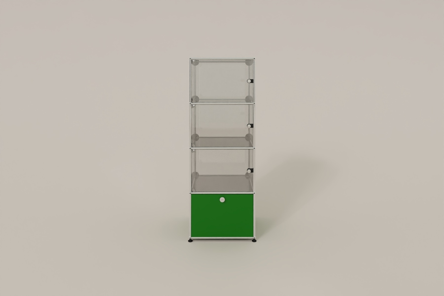 USM Haller Glasvitrine mit 3 Glastüren und 1 Klapptüre Produktbild